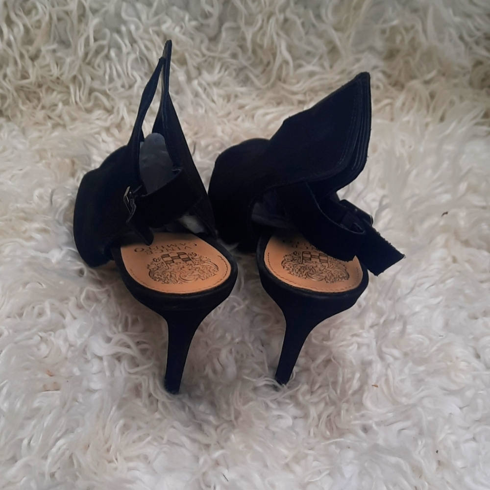 Vince Camuto Black Suede Open-Toe Slingback Heels - Picture 7 of 10